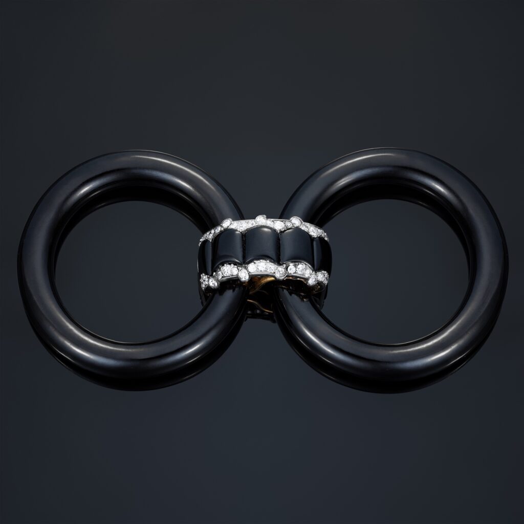 Cartier Art Deco Onyx and Diamond Belt Buckle, circa 1920