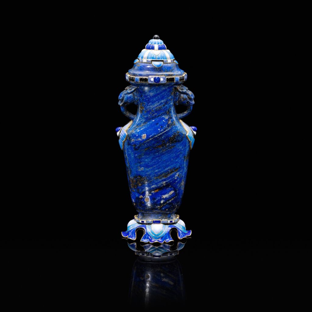 Boucheron Lapis Lazuli and Enamel Perfume Bottle, circa 1920