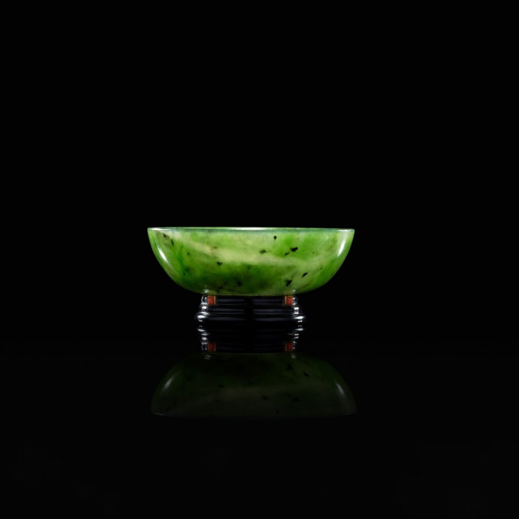 Cartier Art Deco Nephrite, Coral and Lacquer Coupelle in Silver