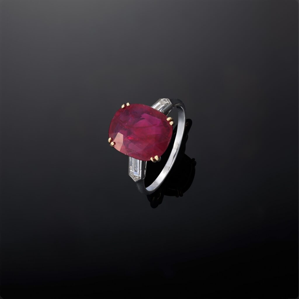 Chaumet Unheated Burmese Ruby and Diamond Ring in Platinum
