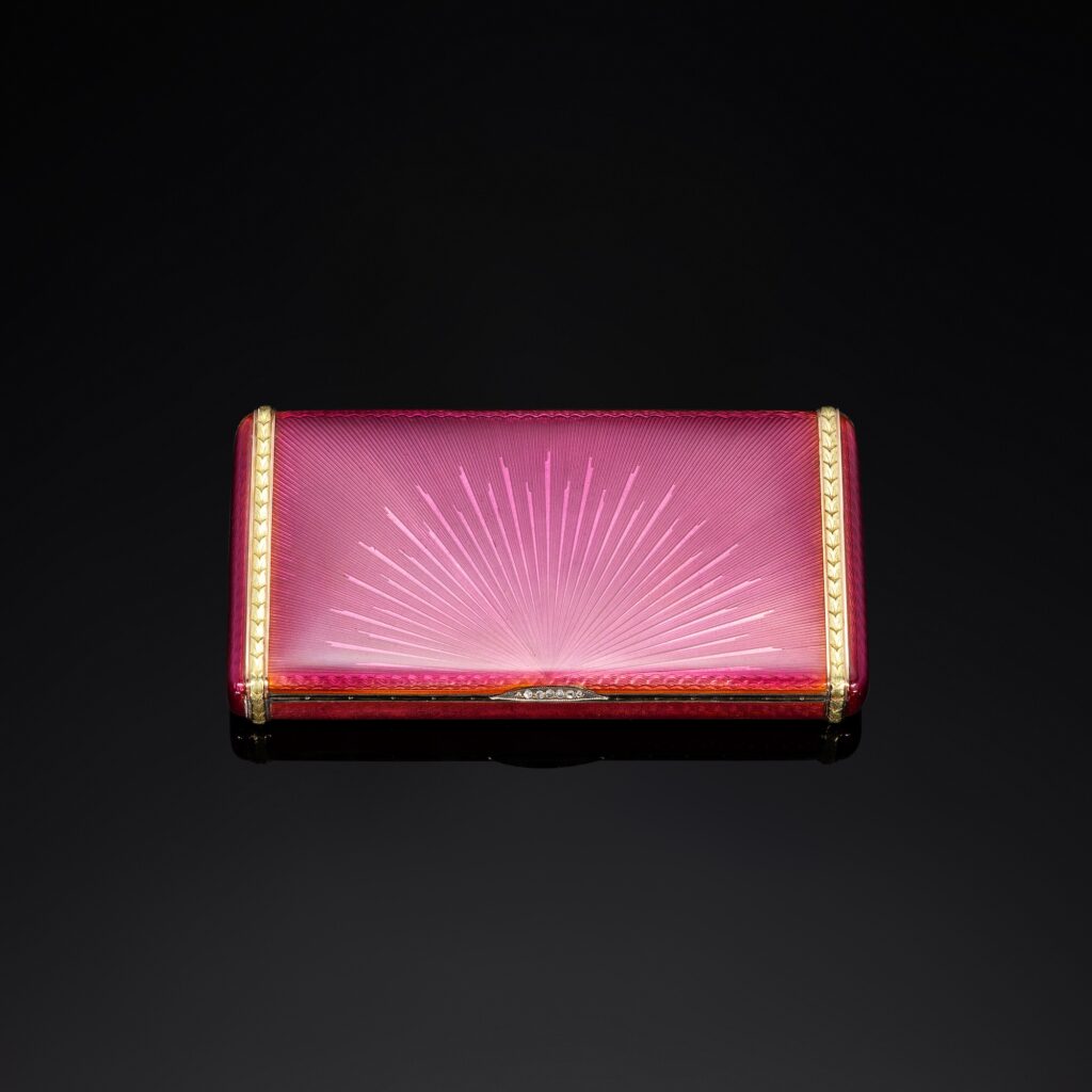 Fabergé enamel, silver gilt cigarette case, circa 1900
