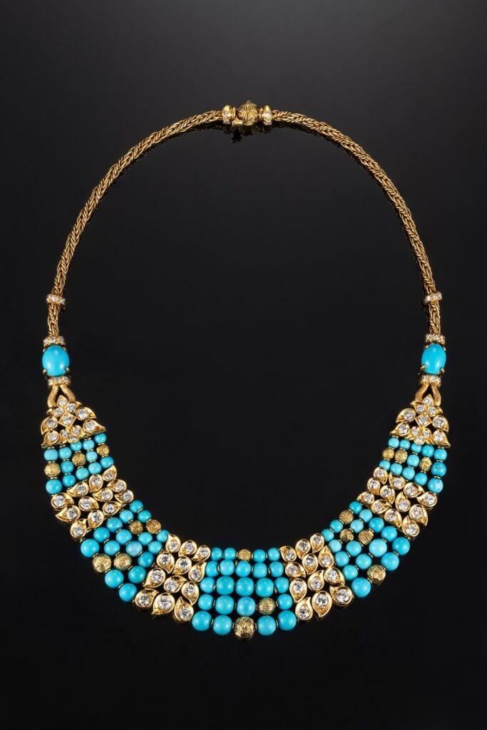 Van Cleef & Arpels (VCA) Turquoise and Diamond Necklace in 18k Yellow Gold, circa 1964