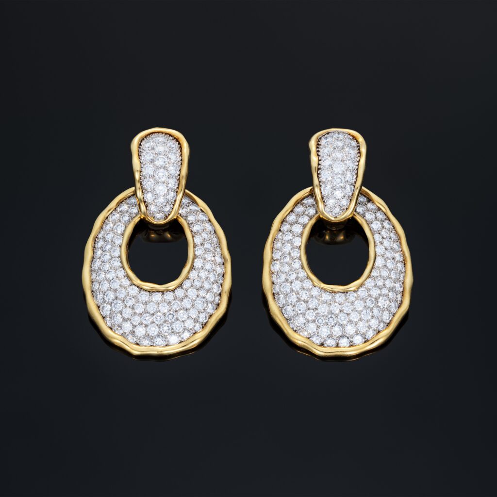 Van Cleef & Arpels (VCA) Diamond ‘Lascaus’ Ear Pendants in 18k Yellow Gold
