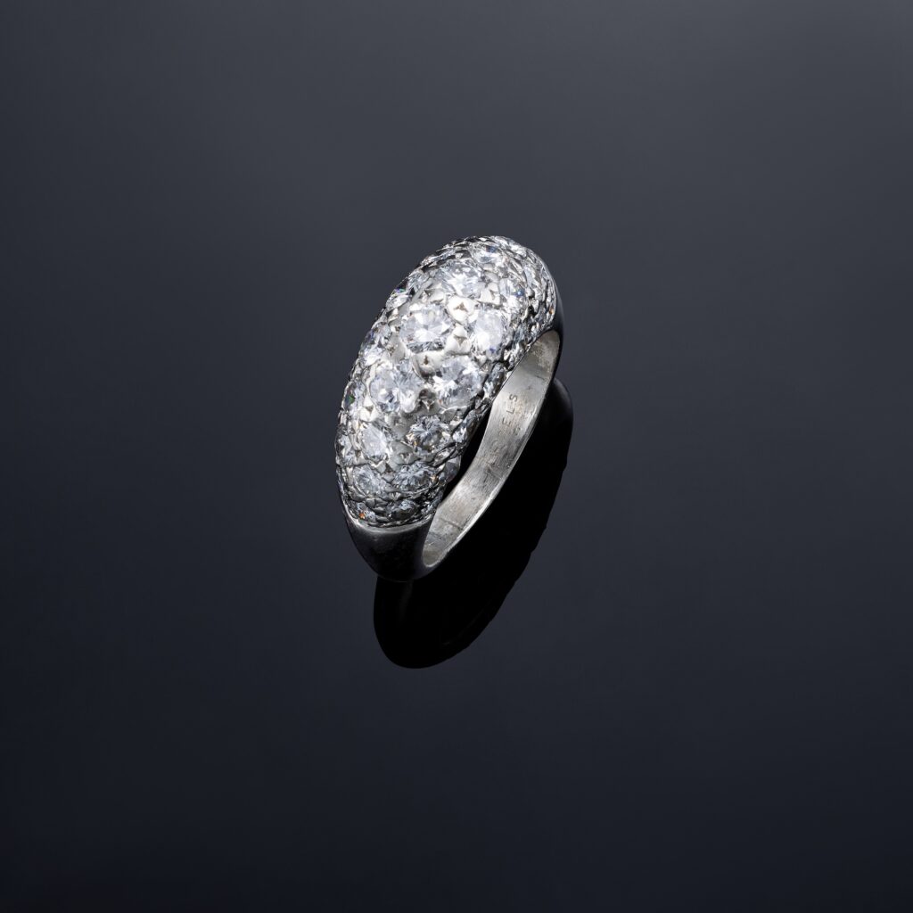 Van Cleef & Arpels (VCA) Diamond Bombé Ring in Platinum