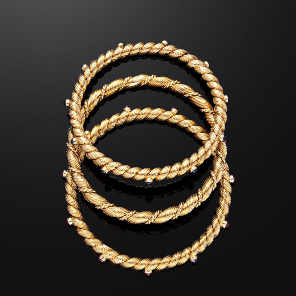 George Lenfant for Van Cleef & Arpels (VCA) Set of Three Bangles in 18k Yellow Gold