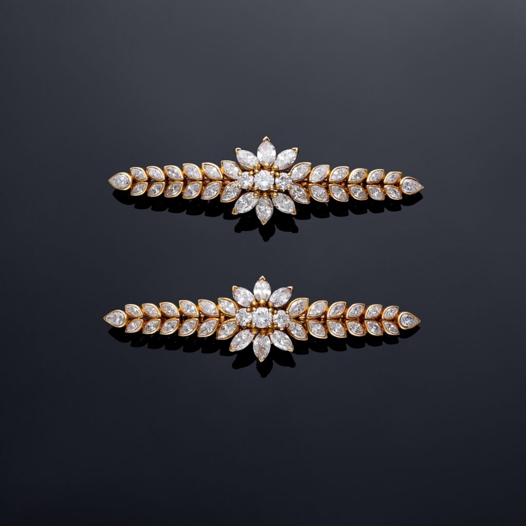 Cartier Pair of Diamond Hair Barrettes in 18k Yellow Gold