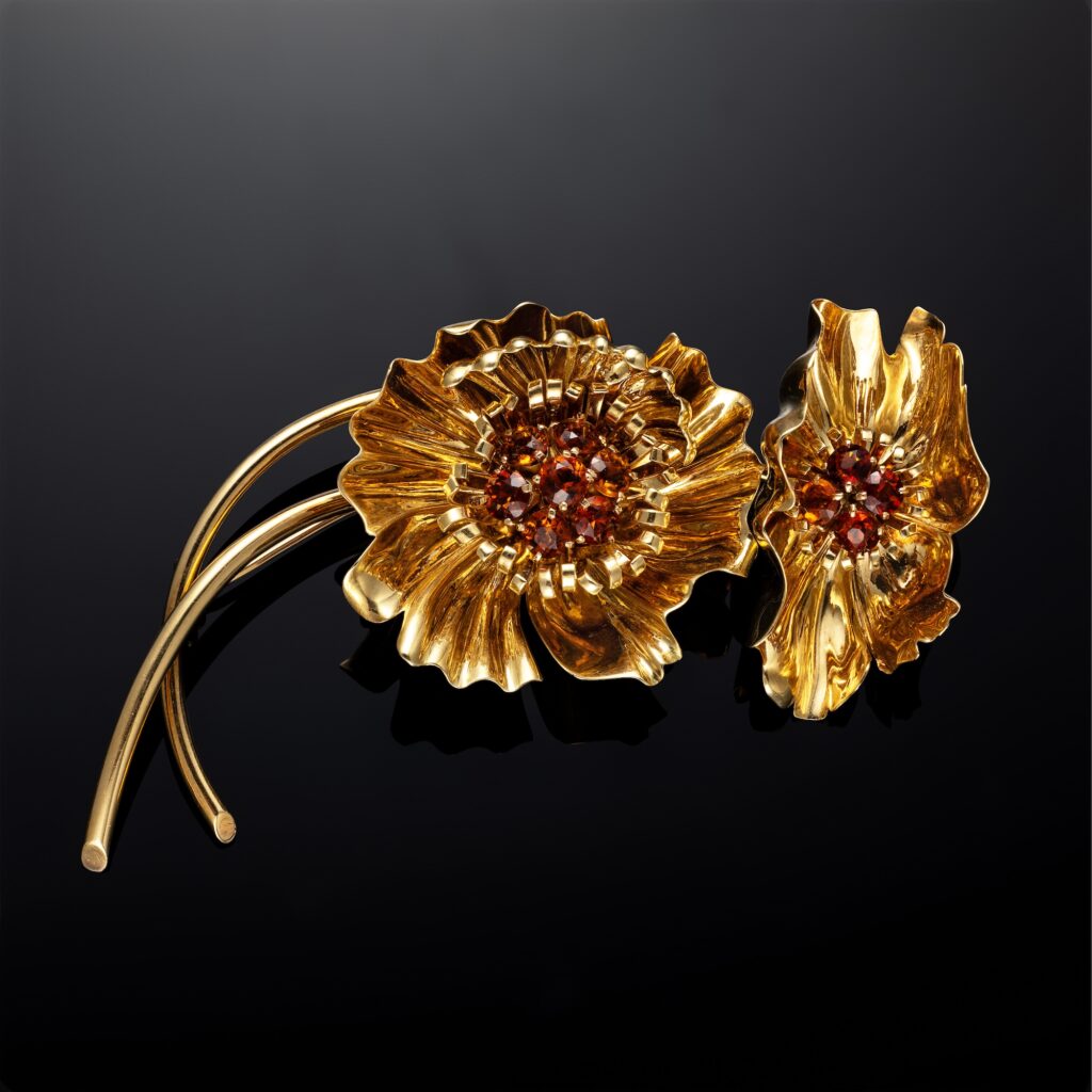 Van Cleef & Arpels (VCA) Citrine ‘Anemones’ Clip Brooch in 18k Yellow Gold, circa 1940